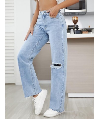 Jeans for Women- Ripped Raw Hem Straight Leg Jeans (Color : Light Wash, Size : 28) 26 Light Wash $31.27 Jeans