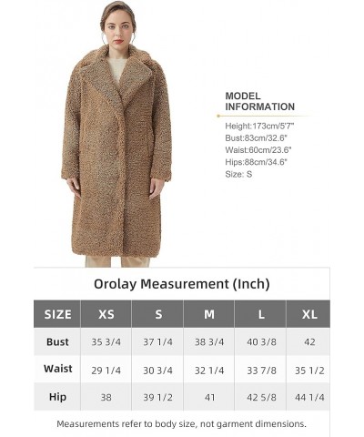 Women's Fuzzy Fleece Lapel Down Coat Shaggy Faux Shearling Cardigan Winter Jacket with Pockets Khaki Long-length $55.50 Jackets