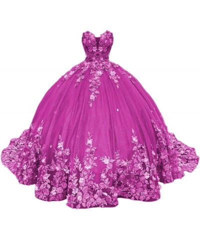 Sweetheart Sweet 16 Quinceanera Dresses Ball Gown for Girls Puffy Strapless Prom Dresses for Women CXL040 Fuchsia $56.70 Dresses