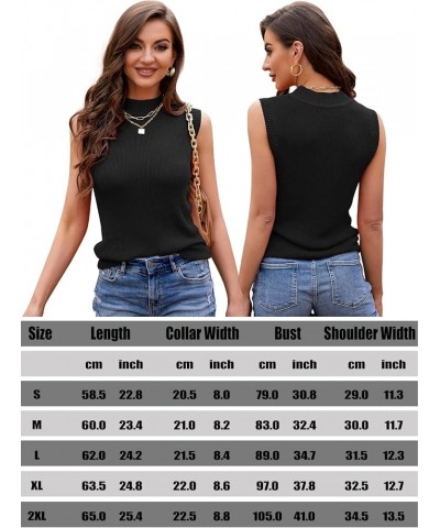 Women Summer Knit Tank Tops Sleeveless Turtleneck Cami Shirts Ribbed Mock Neck Pullover Sweater Vests Black $18.57 Sweaters