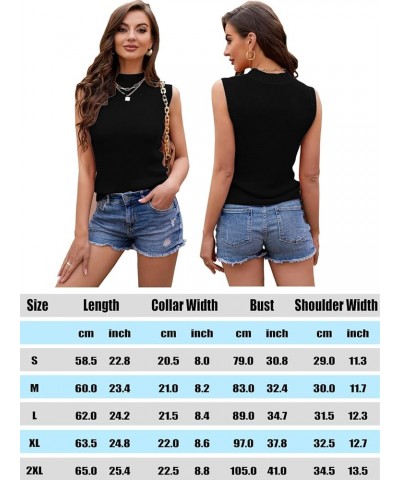 Women Summer Knit Tank Tops Sleeveless Turtleneck Cami Shirts Ribbed Mock Neck Pullover Sweater Vests Black $18.57 Sweaters