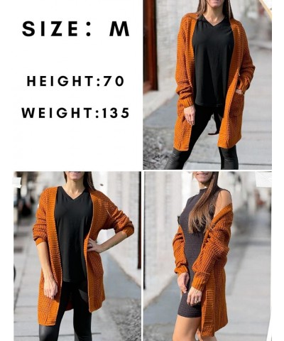 Women's 2023 Fall Open Front Cardigan Long Batwing Sleeve Chunky Knit Sweater Loose Outerwear Coats with Pockets Yellow Brown...