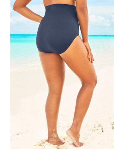 Women's Plus Size High-Waist Swim Brief with Tummy Control Swimsuit Bottoms Navy $11.48 Swimsuits