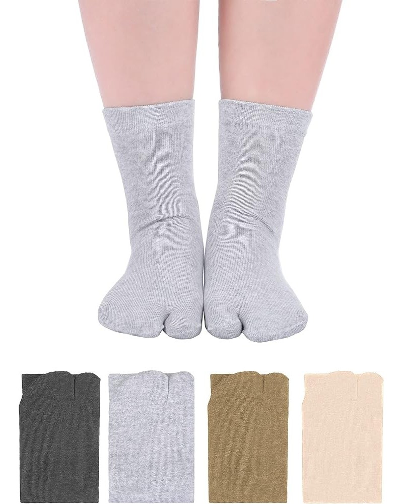 4 Pairs Flip Flop Socks Tabi Split Toe Socks Toe Socks for Men Women Supplies Beige, Khaki, Dark Grey, Light Grey $10.44 Acti...