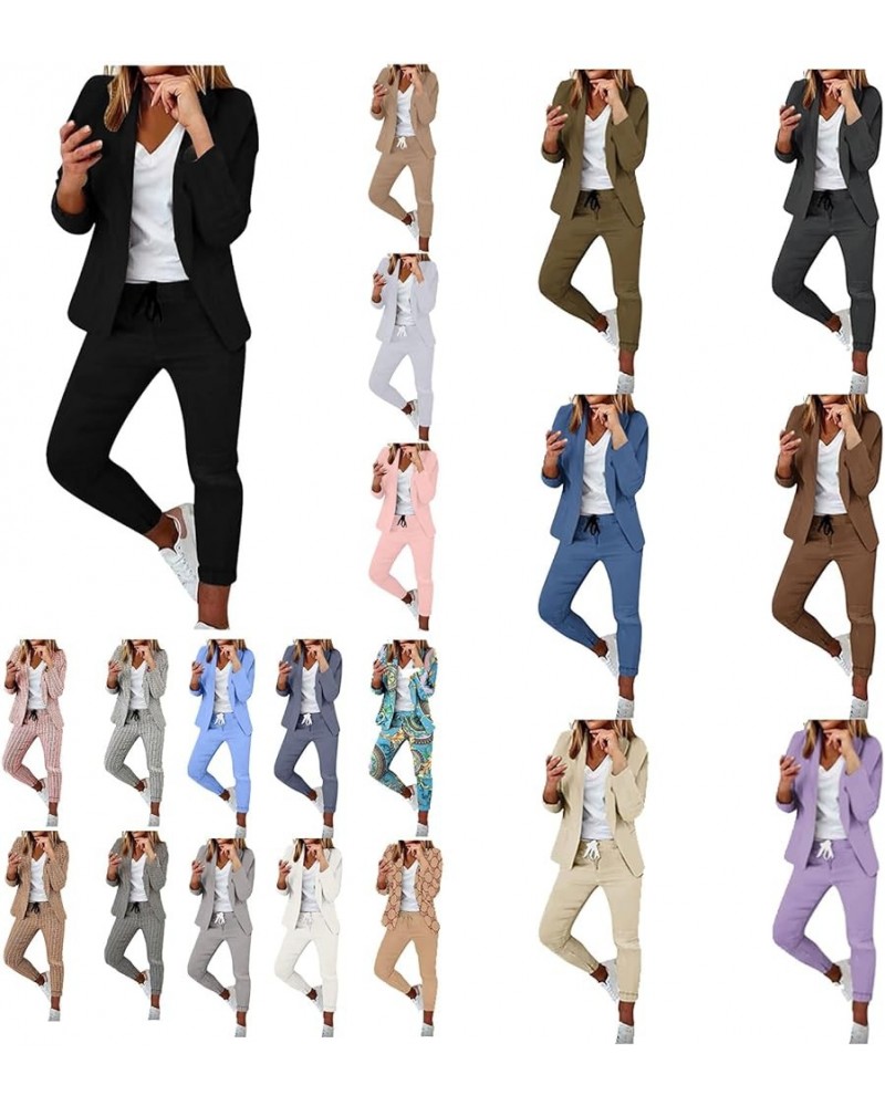 Womens Business Work Suits Dressy Casual 2 Piece Outfits Office Lady Open Front Blazer and Drawstring Pants Set White2 $12.25...