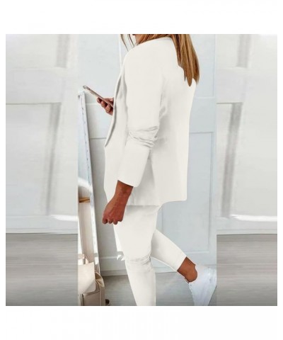 Womens Business Work Suits Dressy Casual 2 Piece Outfits Office Lady Open Front Blazer and Drawstring Pants Set White2 $12.25...