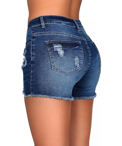 Women's Summer Shorts Mid Rise Ripped Frayed Hem 3" Inseam Denim Stretchy Jean Shorts Blue $19.13 Shorts