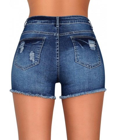 Women's Summer Shorts Mid Rise Ripped Frayed Hem 3" Inseam Denim Stretchy Jean Shorts Blue $19.13 Shorts