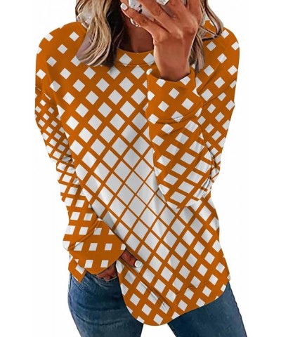 Trendy Fall Tunic Tops for Women Crew Neck Long Sleeves Blosue Tops for Leggings Plus Size Polka Dot Print Sweatshirt Orange ...