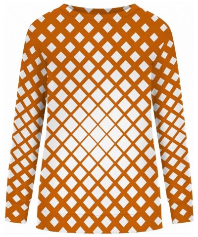 Trendy Fall Tunic Tops for Women Crew Neck Long Sleeves Blosue Tops for Leggings Plus Size Polka Dot Print Sweatshirt Orange ...