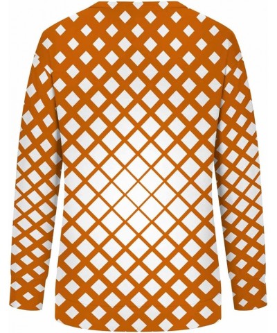 Trendy Fall Tunic Tops for Women Crew Neck Long Sleeves Blosue Tops for Leggings Plus Size Polka Dot Print Sweatshirt Orange ...