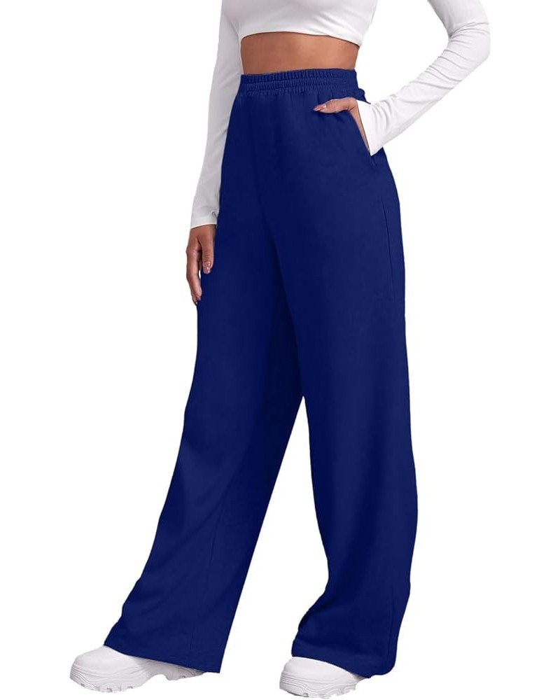 High Waisted Wide Leg Sweatpants Women Cozy Fleece Sweatpants with Pockets Baggy Casual Elastic Waist Yoga Pants Winter Ba- B...