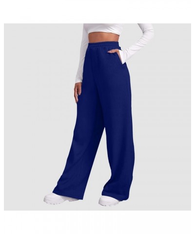 High Waisted Wide Leg Sweatpants Women Cozy Fleece Sweatpants with Pockets Baggy Casual Elastic Waist Yoga Pants Winter Ba- B...