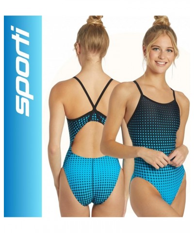 Thin Strap One Piece Swimsuit - Women's One Piece Swimsuit with Comfort and Durability Molecule Blue/Black $22.20 Swimsuits