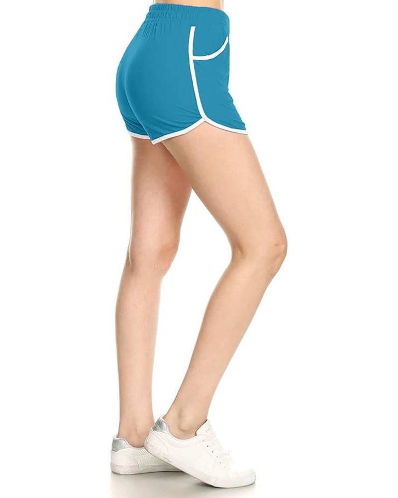 Mid-Rise Fashion Shorts with Pockets Fashion Shorts-turquoise $8.31 Activewear