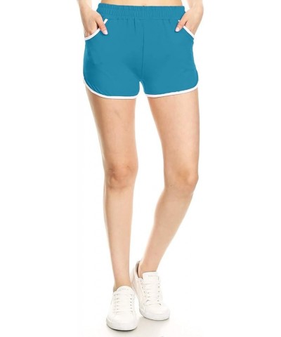 Mid-Rise Fashion Shorts with Pockets Fashion Shorts-turquoise $8.31 Activewear