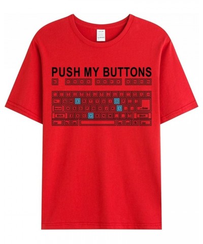 Push My Buttons Shirt Women Girls Plus Size Funny Rude Print Tees Short Sleeve Tops Red $13.38 T-Shirts