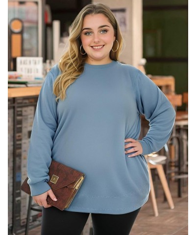 Women's Plus Size Long Sleeve Top,Fall Casual Oversized Clothing Women T-Shirt Loose Tunic Crewneck Sweatshirts Blue $14.26 H...