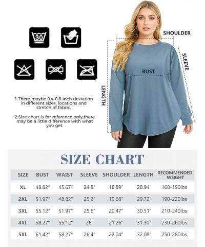 Women's Plus Size Long Sleeve Top,Fall Casual Oversized Clothing Women T-Shirt Loose Tunic Crewneck Sweatshirts Blue $14.26 H...