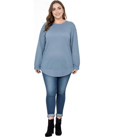 Women's Plus Size Long Sleeve Top,Fall Casual Oversized Clothing Women T-Shirt Loose Tunic Crewneck Sweatshirts Blue $14.26 H...