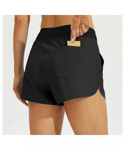 Women's 3" Swim Board Shorts Swimming Bottoms with Brief Liner Quick Dry UPF 50+ X-Large Black $16.32 Swimsuits