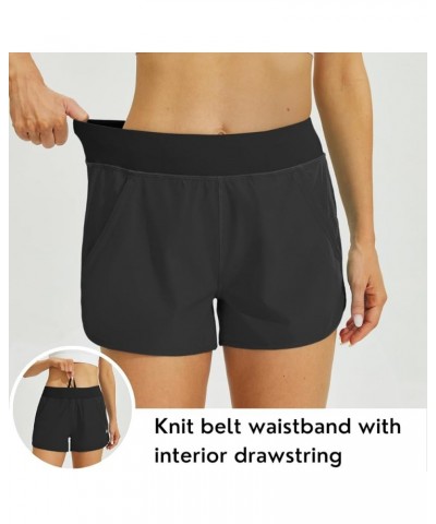 Women's 3" Swim Board Shorts Swimming Bottoms with Brief Liner Quick Dry UPF 50+ X-Large Black $16.32 Swimsuits