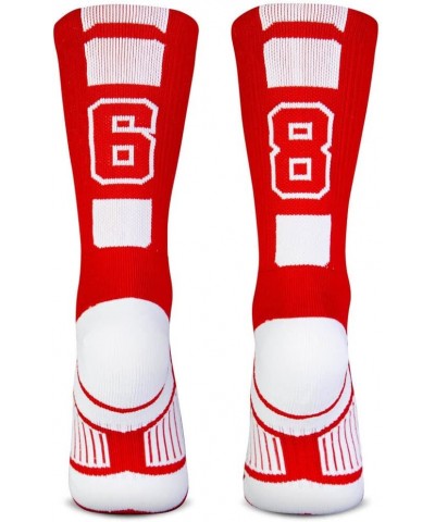 Custom Team Number Crew Socks | Youth & Adult Athletic Socks Red | Choose Your Number 68 Or 86 Team Number $10.07 Socks