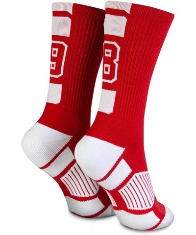 Custom Team Number Crew Socks | Youth & Adult Athletic Socks Red | Choose Your Number 68 Or 86 Team Number $10.07 Socks