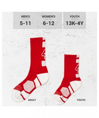 Custom Team Number Crew Socks | Youth & Adult Athletic Socks Red | Choose Your Number 68 Or 86 Team Number $10.07 Socks