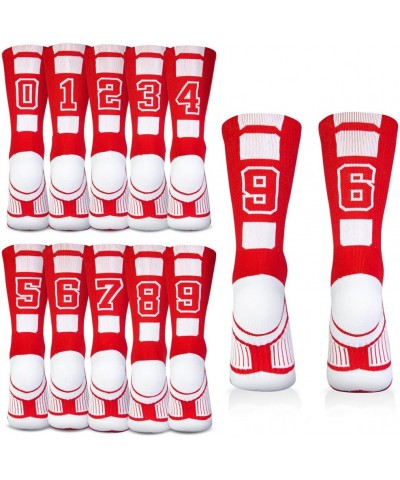 Custom Team Number Crew Socks | Youth & Adult Athletic Socks Red | Choose Your Number 68 Or 86 Team Number $10.07 Socks