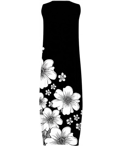 Spring Summer Dresses for Womens 2024 Plus Size Long Maxi Sleeveless Floor Dress Floral Kaftan Beach Sexy Dress Blacka06 Toda...