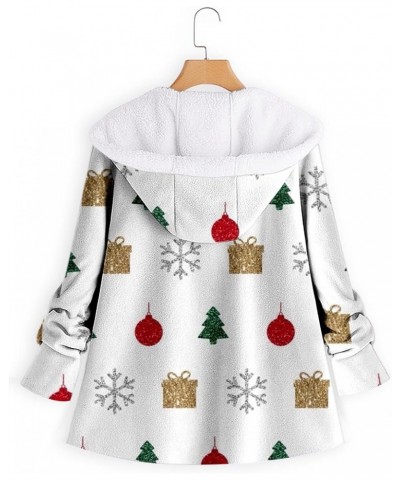 Womens Christmas Jacket Hoodies Fuzzy Xmas Print Outwear Coat Fleece Zip Up Sweatshirt Long Sleeve Outfits Tops 2-white $18.1...