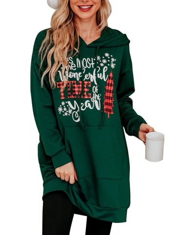 Women Halloween Christmas Hoodies Dress Casual Long Sleeve Oversized Sweatshirts Dress with Pocket Green $13.86 Hoodies & Swe...