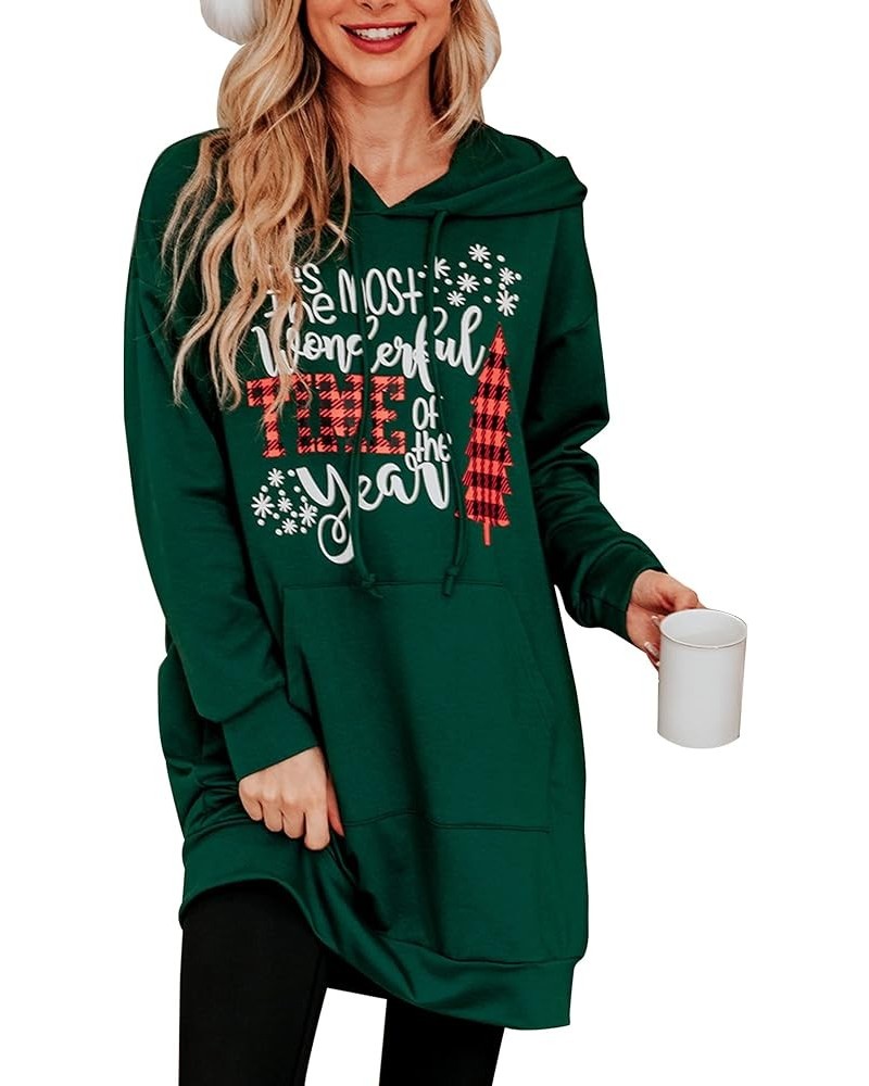 Women Halloween Christmas Hoodies Dress Casual Long Sleeve Oversized Sweatshirts Dress with Pocket Green $13.86 Hoodies & Swe...