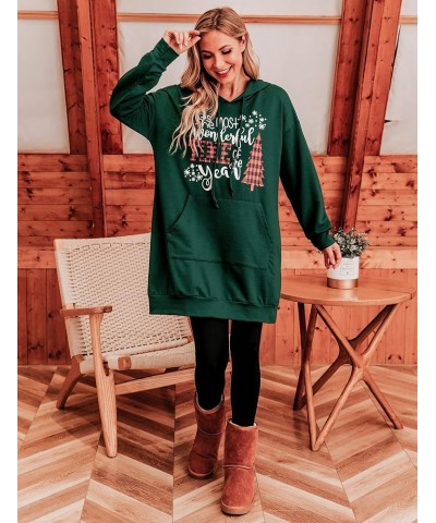 Women Halloween Christmas Hoodies Dress Casual Long Sleeve Oversized Sweatshirts Dress with Pocket Green $13.86 Hoodies & Swe...