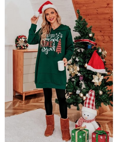 Women Halloween Christmas Hoodies Dress Casual Long Sleeve Oversized Sweatshirts Dress with Pocket Green $13.86 Hoodies & Swe...