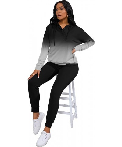 Two Piece Outfits For Women Jogging Suits Casual Sweatsuits Jogger Z513 Gradient Black $20.24 Activewear