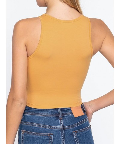 Women's Halter Neck Sleeveless Crop Tank Top Light Mustard $10.25 Tanks