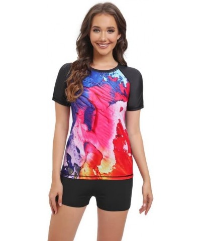 Women's Rash Guard UPF50+ Sun Protection Swimsuit Quick Dry Swim Bathing Suit for Women Shirt Top Long Short Sleeve Oil Paint...