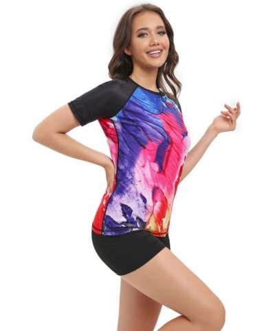 Women's Rash Guard UPF50+ Sun Protection Swimsuit Quick Dry Swim Bathing Suit for Women Shirt Top Long Short Sleeve Oil Paint...