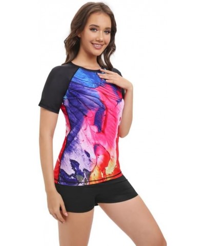 Women's Rash Guard UPF50+ Sun Protection Swimsuit Quick Dry Swim Bathing Suit for Women Shirt Top Long Short Sleeve Oil Paint...