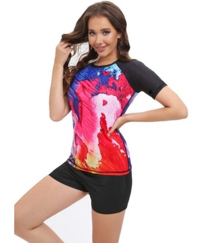 Women's Rash Guard UPF50+ Sun Protection Swimsuit Quick Dry Swim Bathing Suit for Women Shirt Top Long Short Sleeve Oil Paint...