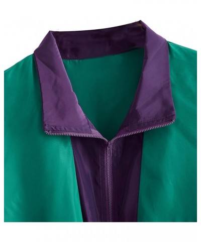 Women's Zip Up Color Block Lightweight Jacket Patchwork Sport Windbreaker Jacket Coat Outerwear Green Purple $17.77 Jackets