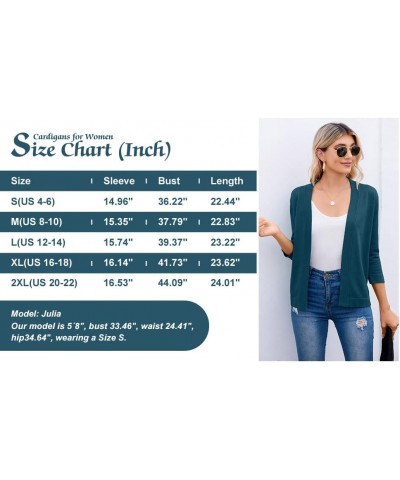 Women's 3/4 Sleeve Open Front Cropped Cardigan Sweater Elegant Shrugs for Women A-11 Indigo Blue $15.30 Sweaters