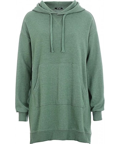 Womens Hoodies Dress Hooded Sweatshirts Loose Fit Long Sleeve Casual Tunic Loungewear 30in-(dcf301)-jadegreen $14.96 Dresses