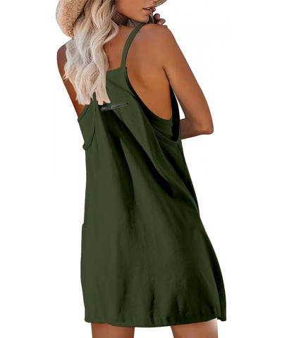 Workout Romper for Women Tennis Romper Dress Sleeveless Spaghetti Strap Jumpsuit Overalls Dress with Pockets 05-army Green $9...