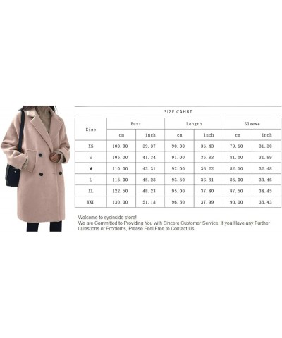 Women's Casual Warm Notch Lapel Double Breasted Long Pea Coat Solid Overcoat with Pockets Light Blue $23.95 Jackets