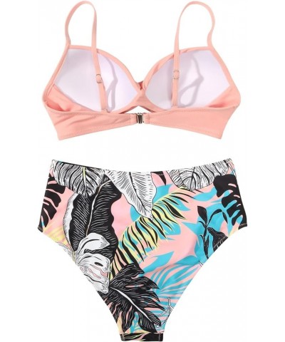 Women High Waisted Bikini Set Two Piece Swimsuits Push up Wrap Swim Suits Top Tummy Control Bathing Suit Bottom B02-pink $7.0...