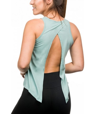 Womens Knot Back Style Yoga Tank Top Carly-16 Style Baby Mint Solid $7.64 Activewear