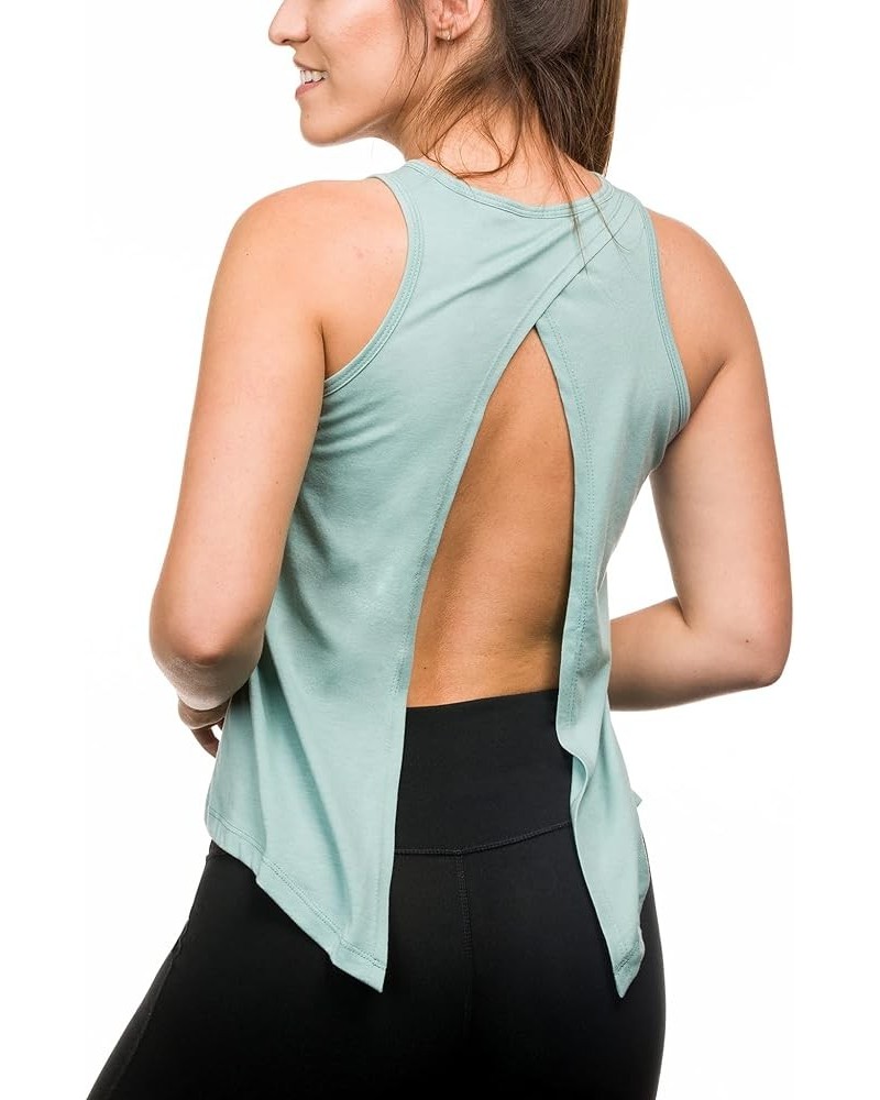 Womens Knot Back Style Yoga Tank Top Carly-16 Style Baby Mint Solid $7.64 Activewear